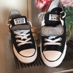 Converse double tongue low top black size W8.5